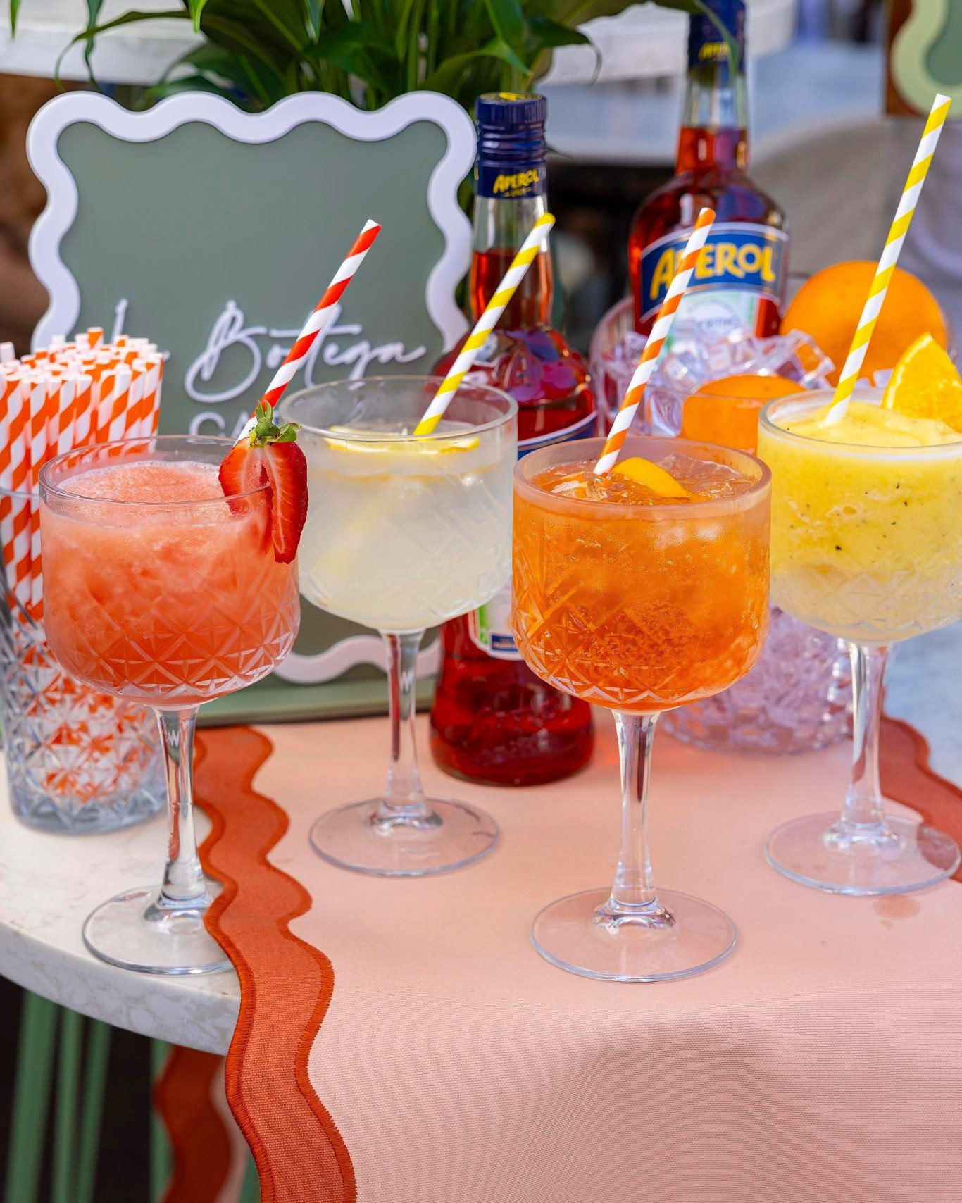 Colourful drinks at La Bottega