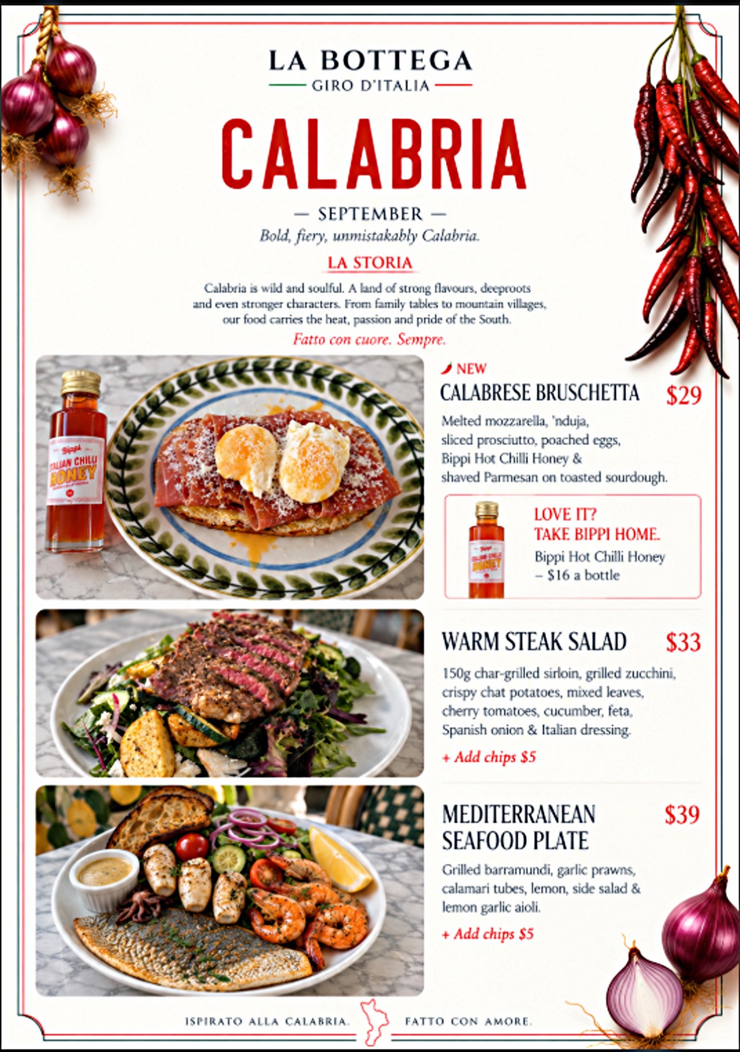 La Bottega Calabria specials poster for September
